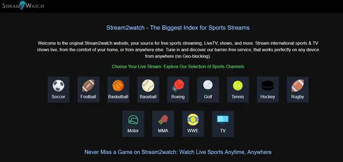 best free sports streaming sites - Stream2Watch