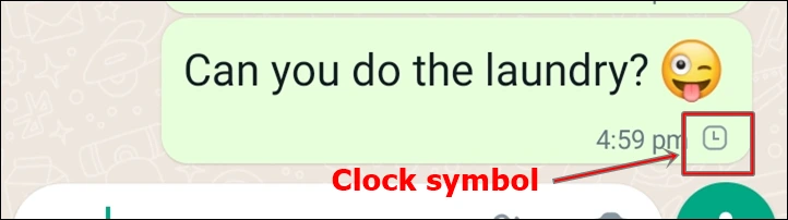 clock symbol next to message