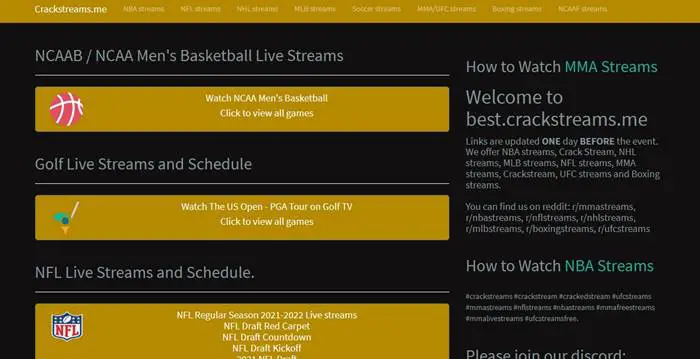 free sports streaming sites - CrackStreams