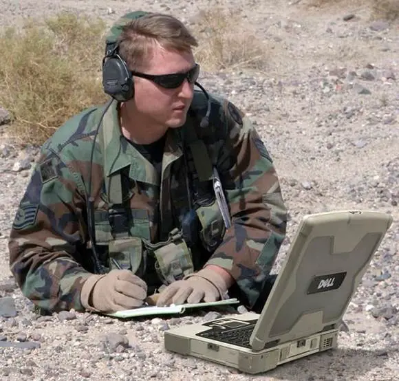 soldier with a rugged laptop