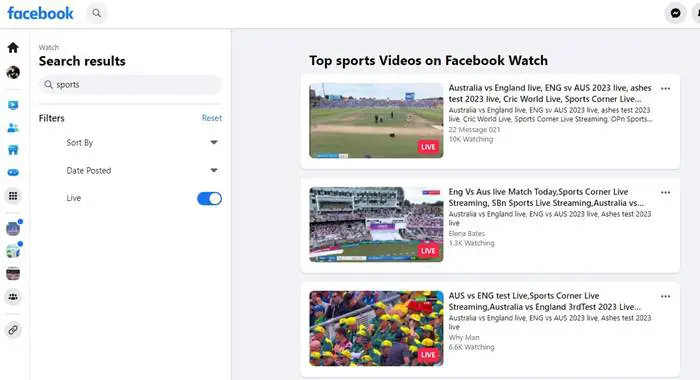 streaming live sports on Facebook Watch