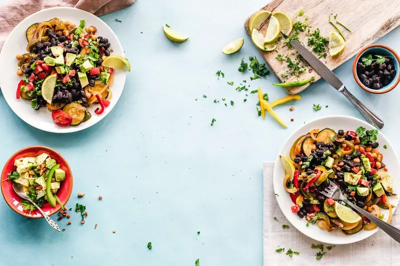 three bowls of salad dish