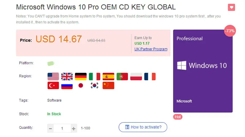 Microsoft Windows 10 software keys