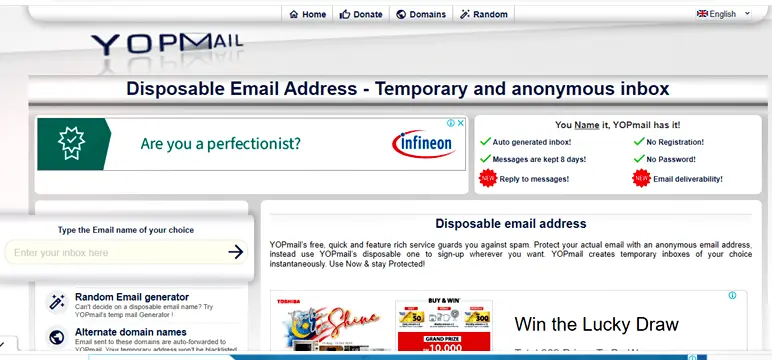 create a temporary or disposable email address: YOPmail