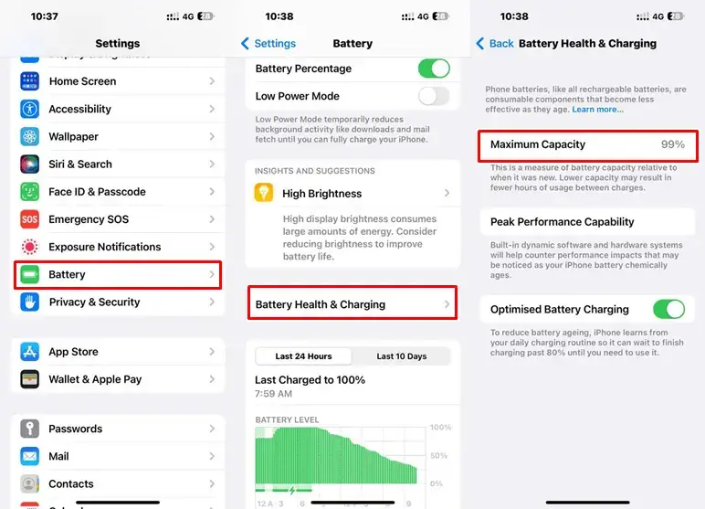 check iPhone battery health