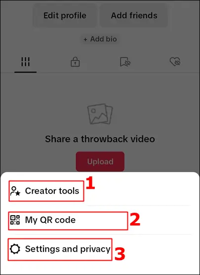 TikTok Menu Page