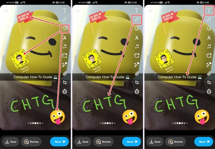 enhance your snap with stickers, draw and text