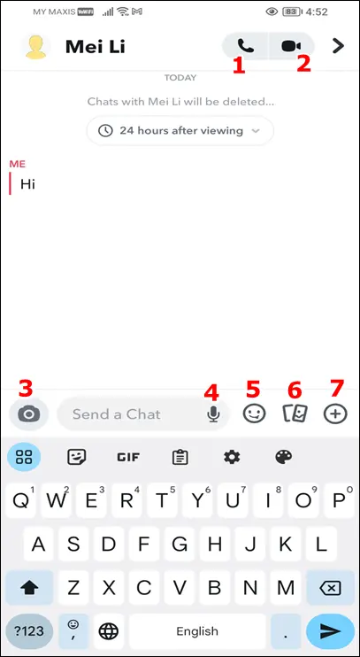 Symbols and Icons on The Snapchat's "Start-a-Chat" Screen.