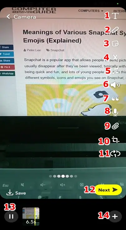 What Do The Symbols and Icons Mean on The Snapchat Snap Preview Screen.