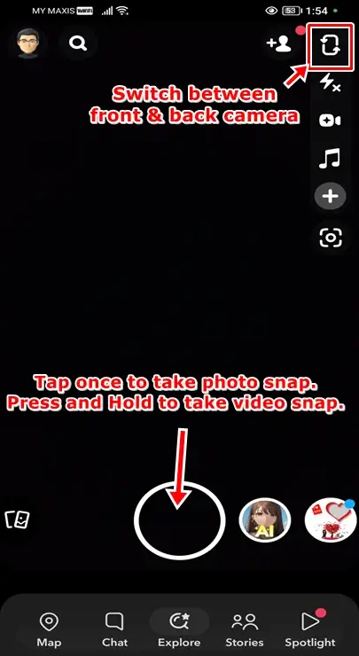 how to create and send snaps on snapchat: create a photo or video snap