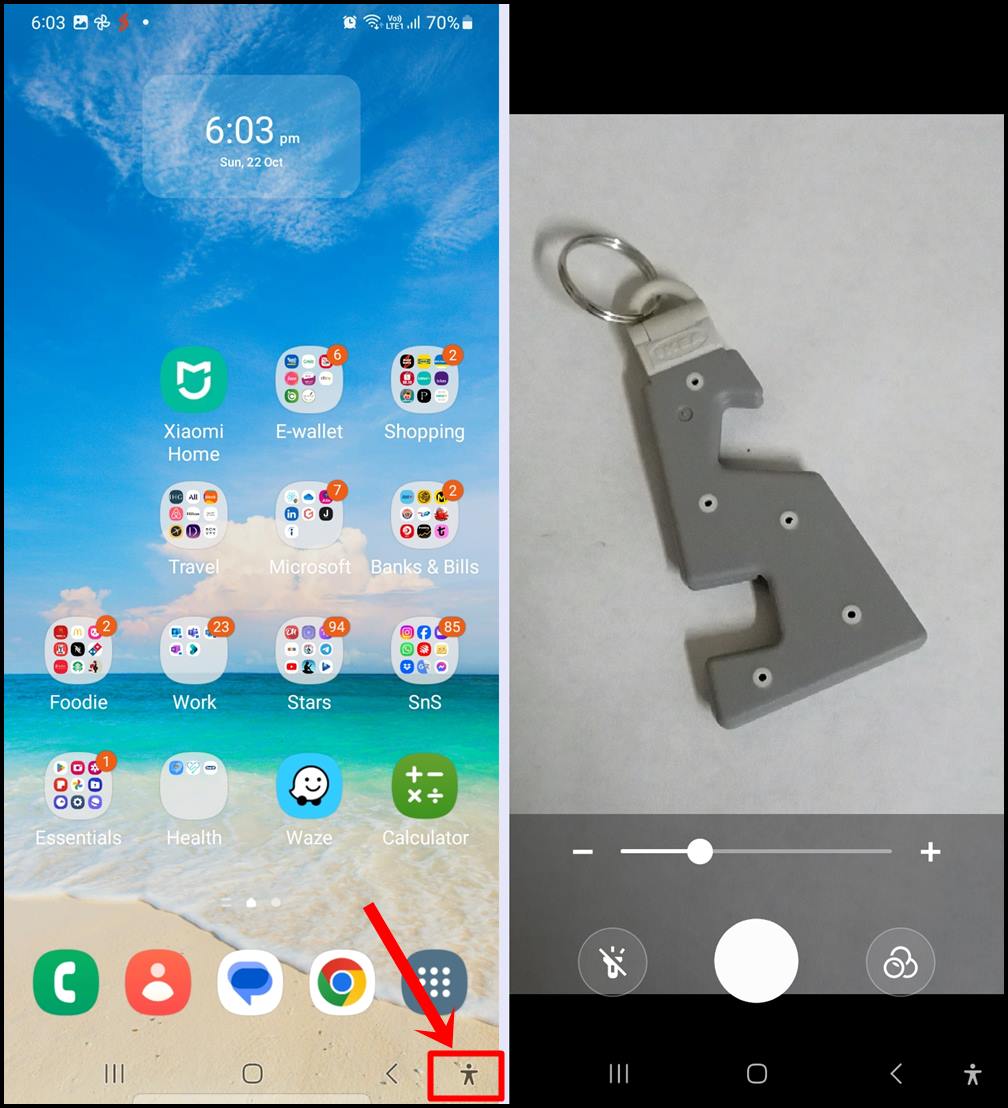 Samsung Galaxy Magnifier: Activate Magnifier by tapping the created Magnifier shortcut icon