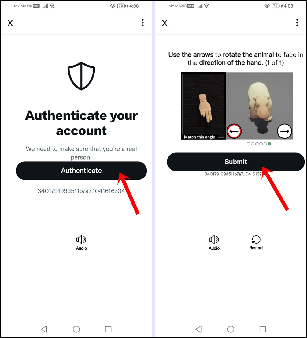This image shows X (Twitter) prompts the user to solve a puzzle for authentication purposes before updating the new username.