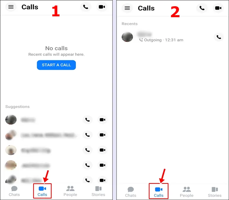 Facebook Messenger symbols & icons - Bottom of screen: Calls (Camcorder Icon)