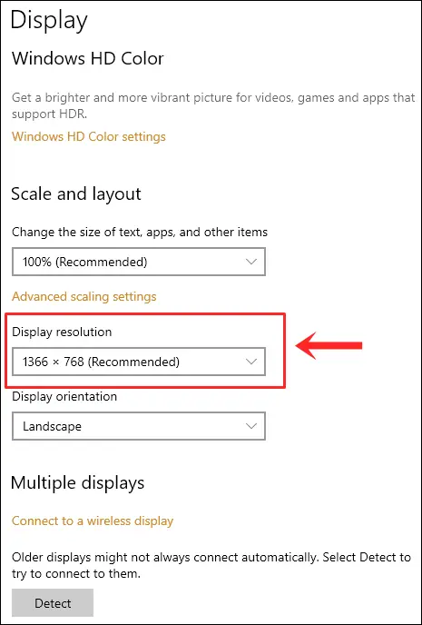 How to Adjust Windows Screen Settings to Ease Your Eyes: Choose the recommended resolution for your screen