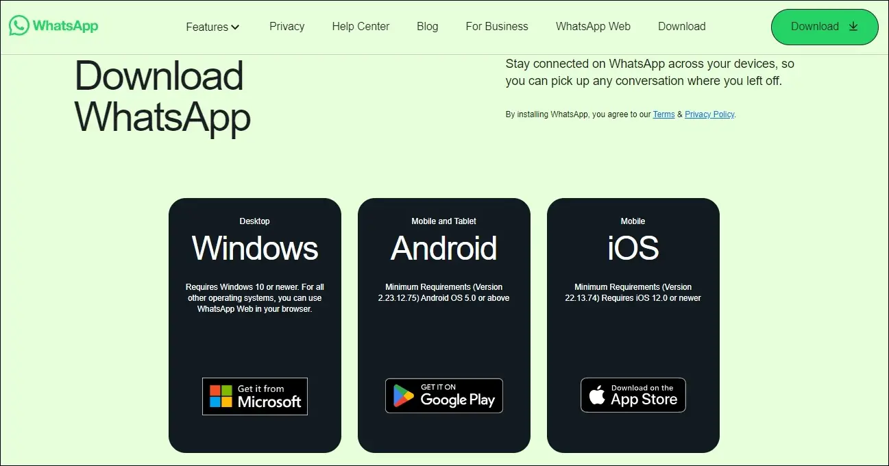 Download WhatsApp for Desktop (Windows or iOS)