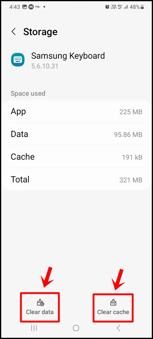 Fix "No permission to enable: Voice typing" on Android - Clearing Cache and Data of Samsung Keyboard: Tap on "Clear data" and "Clear cache".