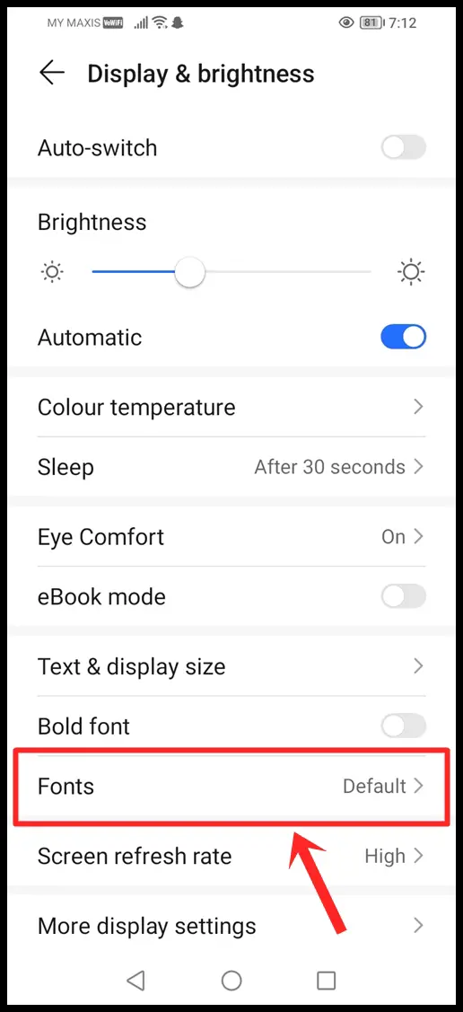 Select "Fonts" or "Font style" depending on phone models