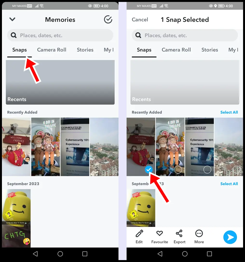 How to Hide Snaps in "My Eyes Only" on Snapchat: Select a Snap You Would Like to Hide
