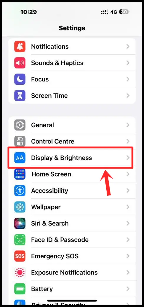 Go to "Display & Brightness"