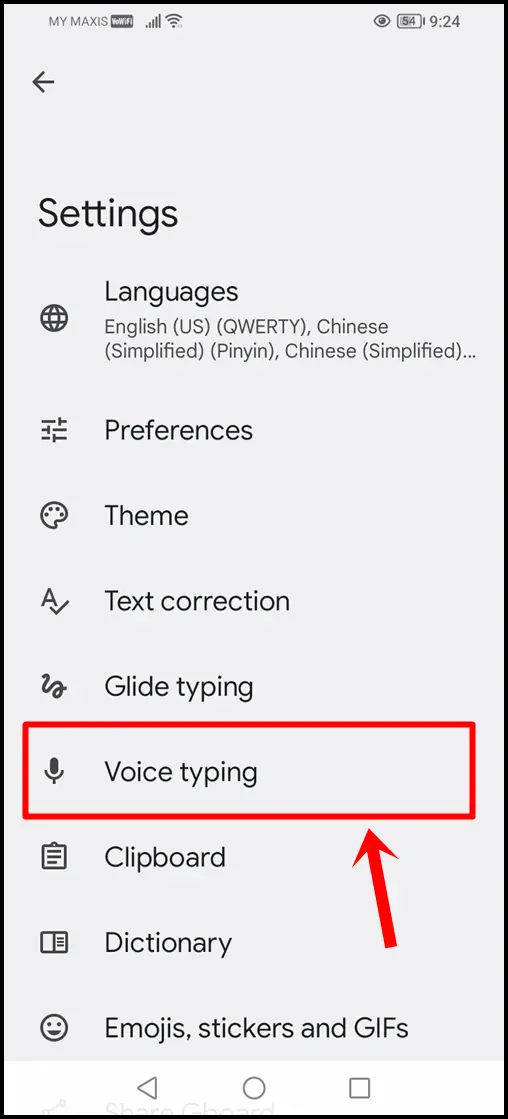Fix "No permission to enable: Voice typing" on Android - How to Turn on Voice to Text on Android: Tap on "Voice typing".