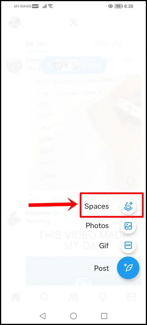 The meanings of X's (Twitter) symbols and icons: This image shows one of the screens on X (Twitter). The Spaces Icon is highlighted.