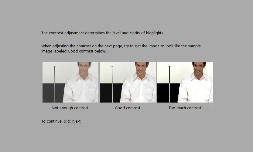 How to Adjust Windows Screen Settings to Ease Your Eyes: Windows built-in color calibration tool - Color contrast adjustment.