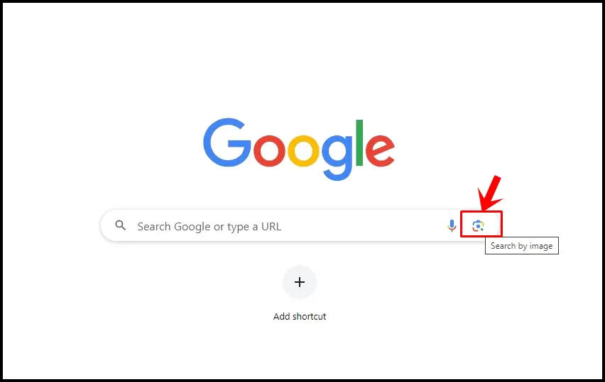 This image shows the Google Search page. The 'Search by Image' Icon is highlighted.