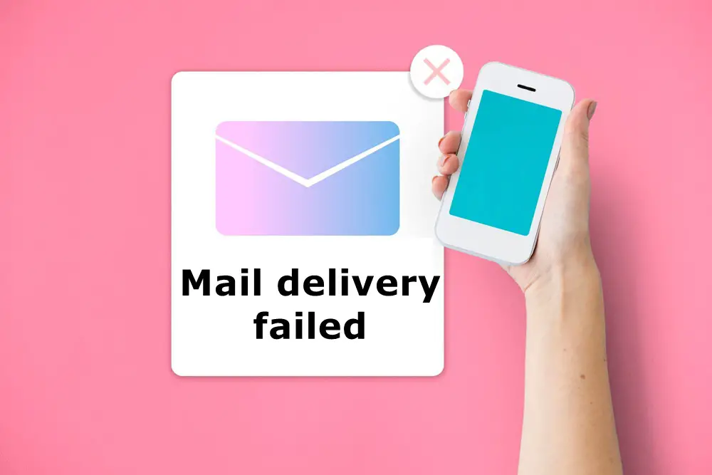 Fixing Bounced or Rejected Emails: This photo shows a woman's hand holding a smartphone receiving an email delivery failure notification.