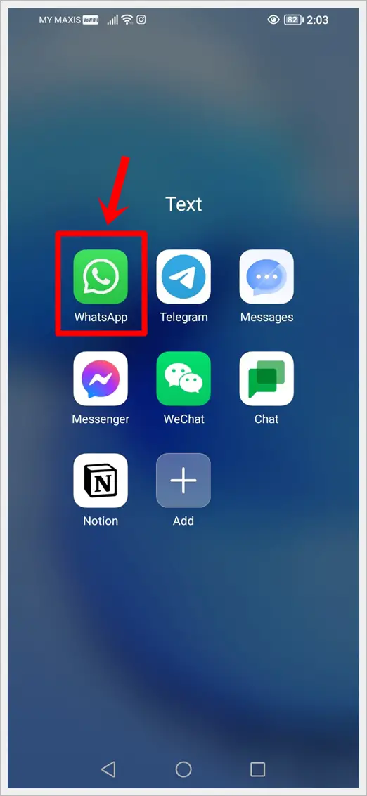 Hide WhatsApp Profile Picture: This image shows a screenshot of an Android phone. The WhatsApp App icon is highlighted.
