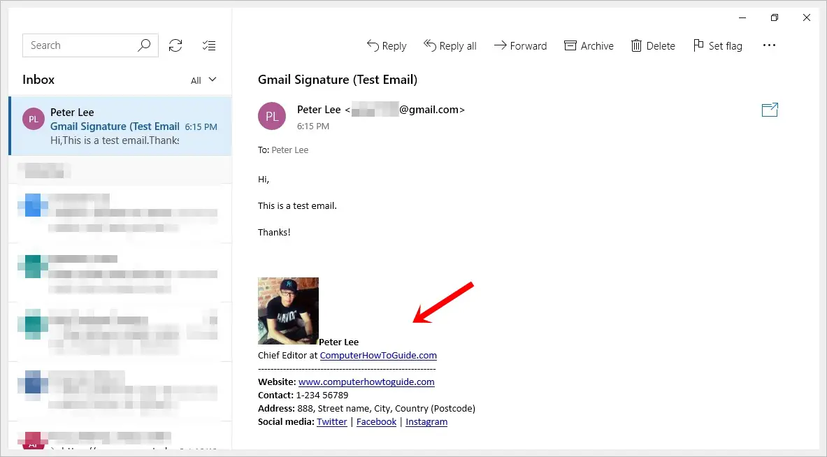 This image shows an email with a Gmail signature.