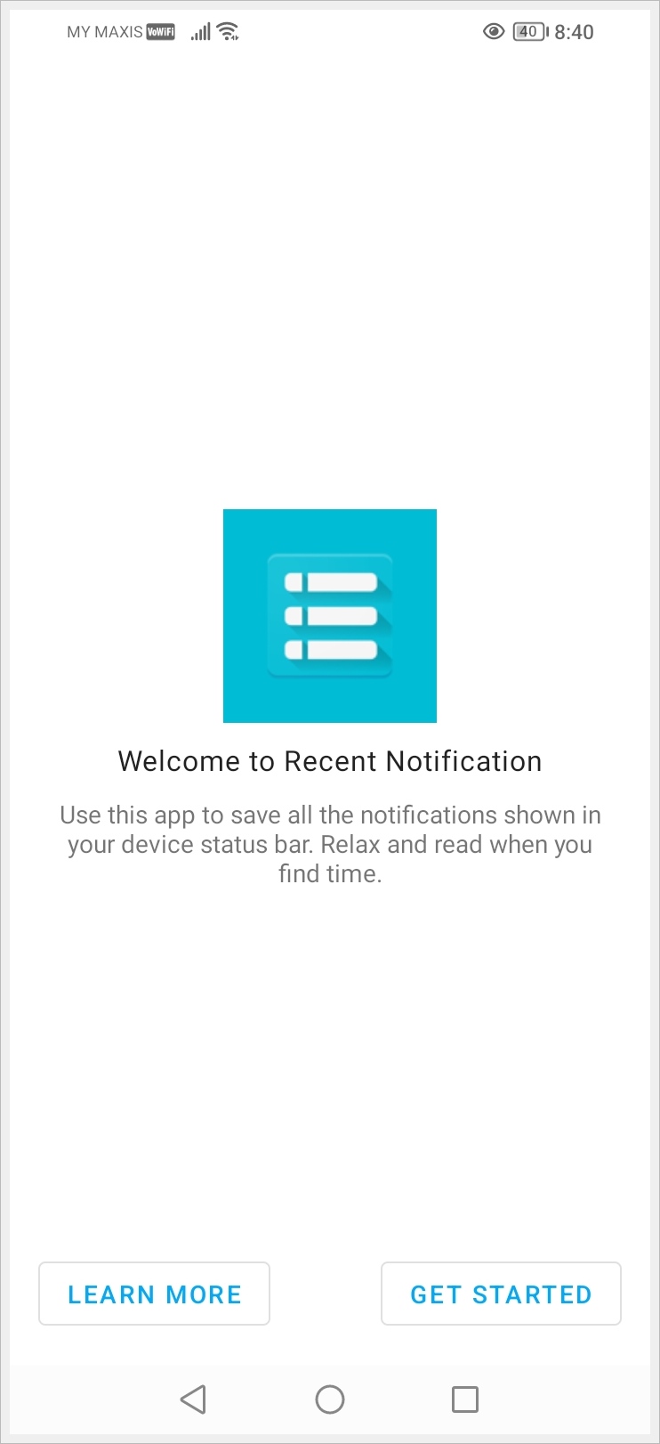 This image shows the 'Recent Notification' App Icon.