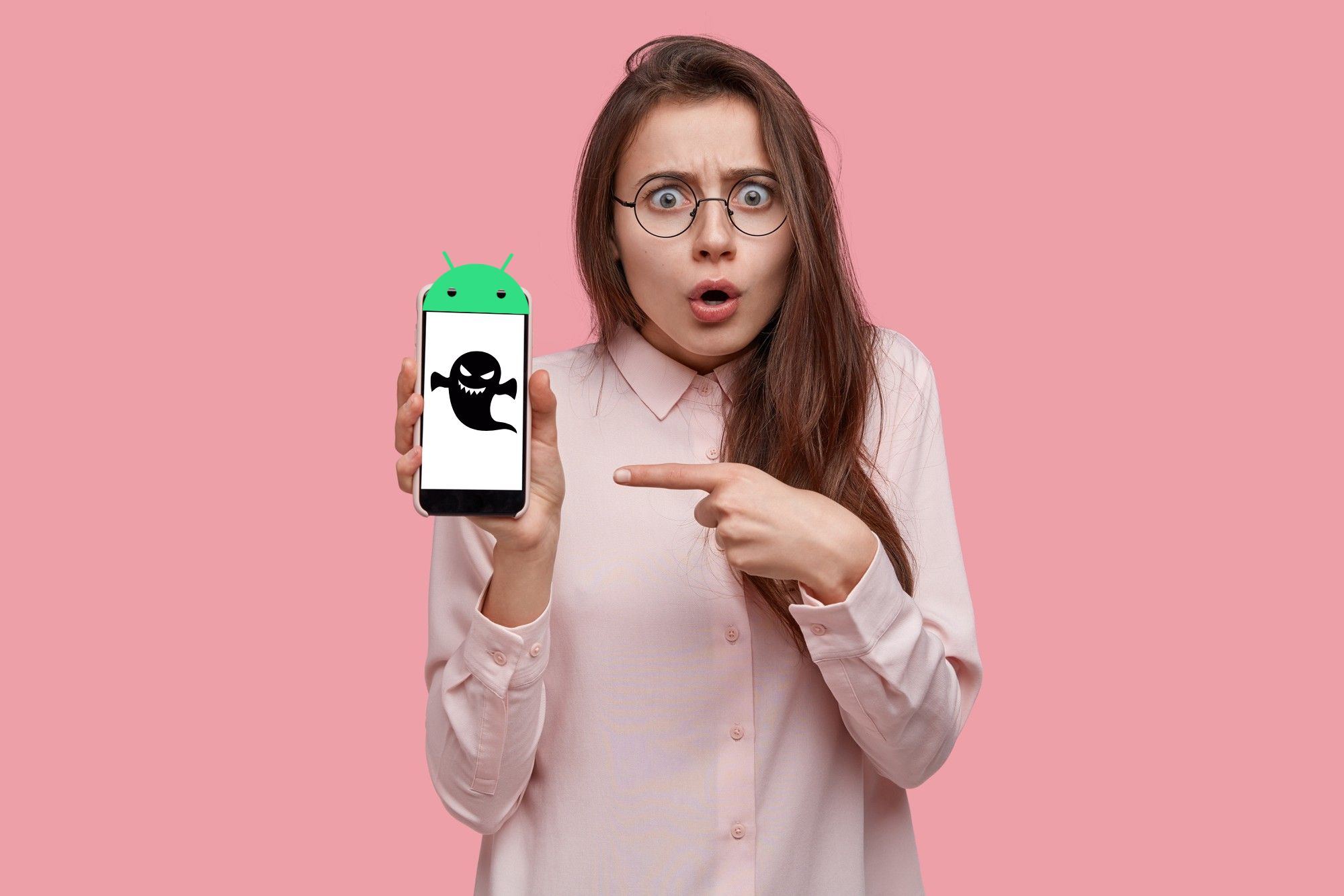 How to fix ghost touch on Android phones: This photo shows a woman is holding an Android phone that is having ghost touch issues.