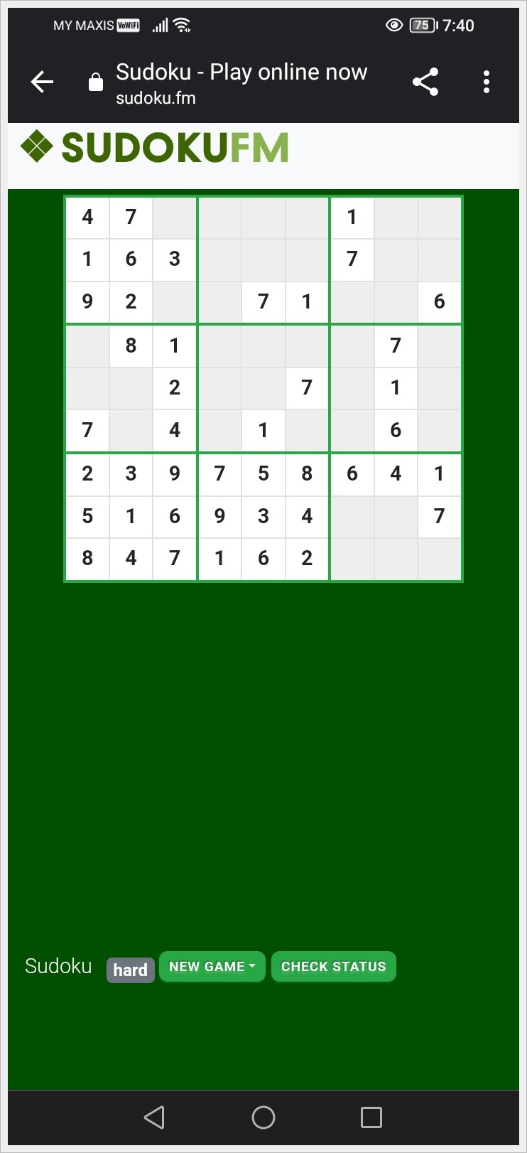 Google and Microsoft games alternatives: This is a mobile screenshot of the game Sudoku.