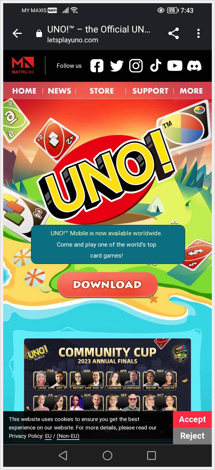 This is a mobile screenshot of the game UNO.