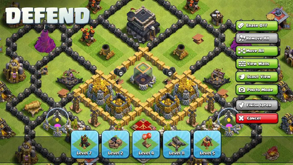This is a screenshot from the game Clash of Clans (Defend).