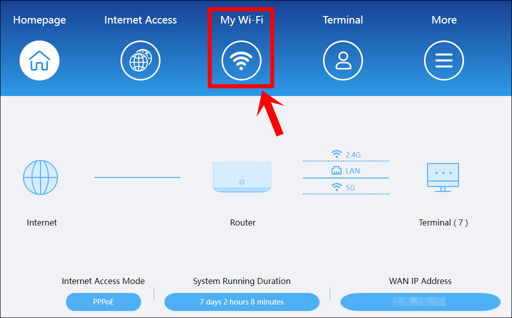How to Reset Wi-Fi Password: This is a screenshot of a router's configuration page, with the 'My Wi-Fi' tab highlighted.