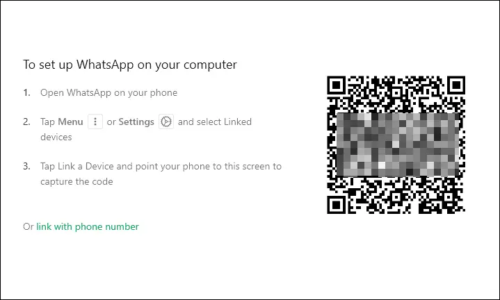 This image shows the screenshot of WhatsApp's 'To Set Up WhatsApp on Your Computer' page on a Windows PC. 