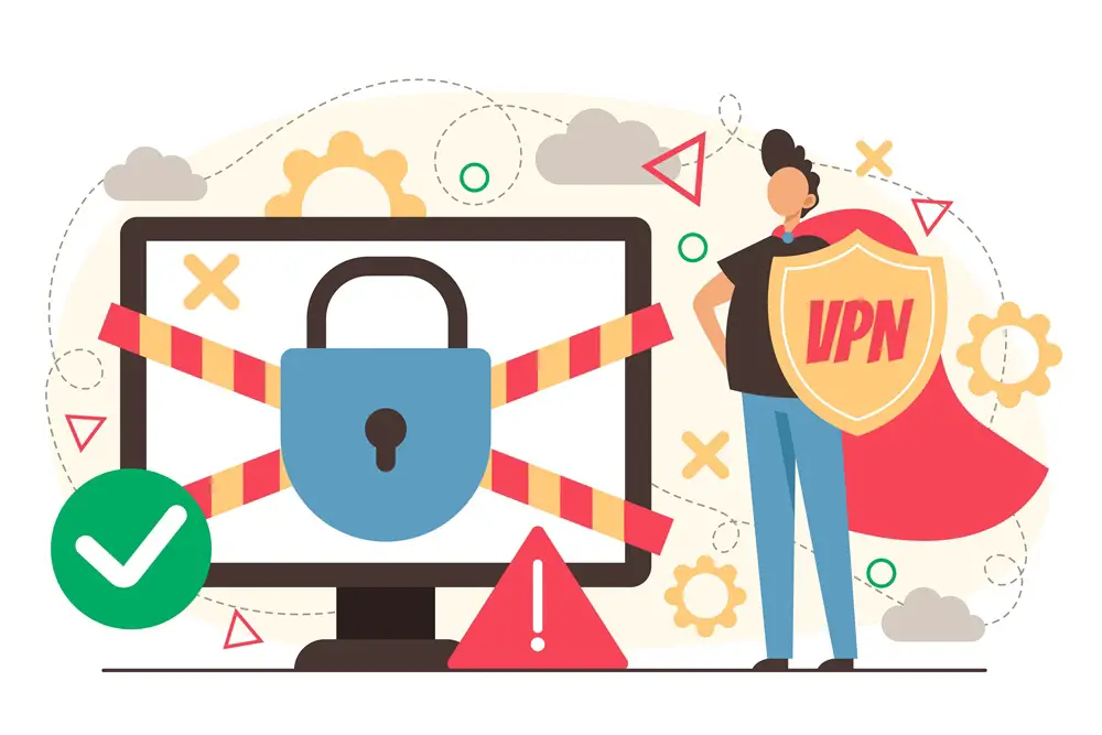 This image shows an illustration of VPN and online security.