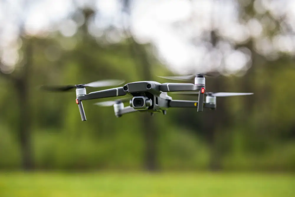 This photo captures a drone flying on the golf course.