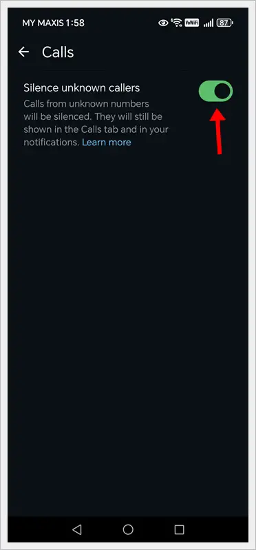 Silence Unknown WhatsApp Calls (Android) - Turn On Silence Unknown Callers